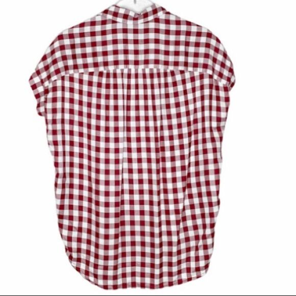 Madewell burgundy and white checked oversized blouse size XXS - Picture 3 of 7
